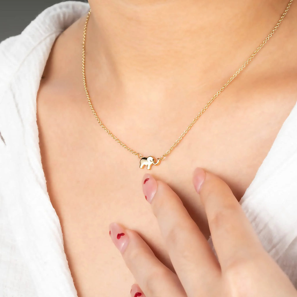 18K Gold Plated Elephant Mother Daughter Necklace Matching Jewelry Set for Women Mom Mommy Grandma Granddaughter Pendant Chain Accessories Stuff Age Birthday Valentines Day Jewelry Gifts