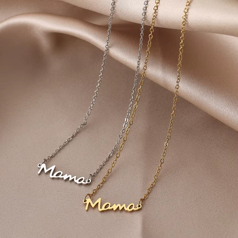 Woiwoi Stainless Steel Necklaces Mother'S Day Mama Letter Pendant Collar Fashion Necklace for Woman Jewelry Party Mom Best Gifts