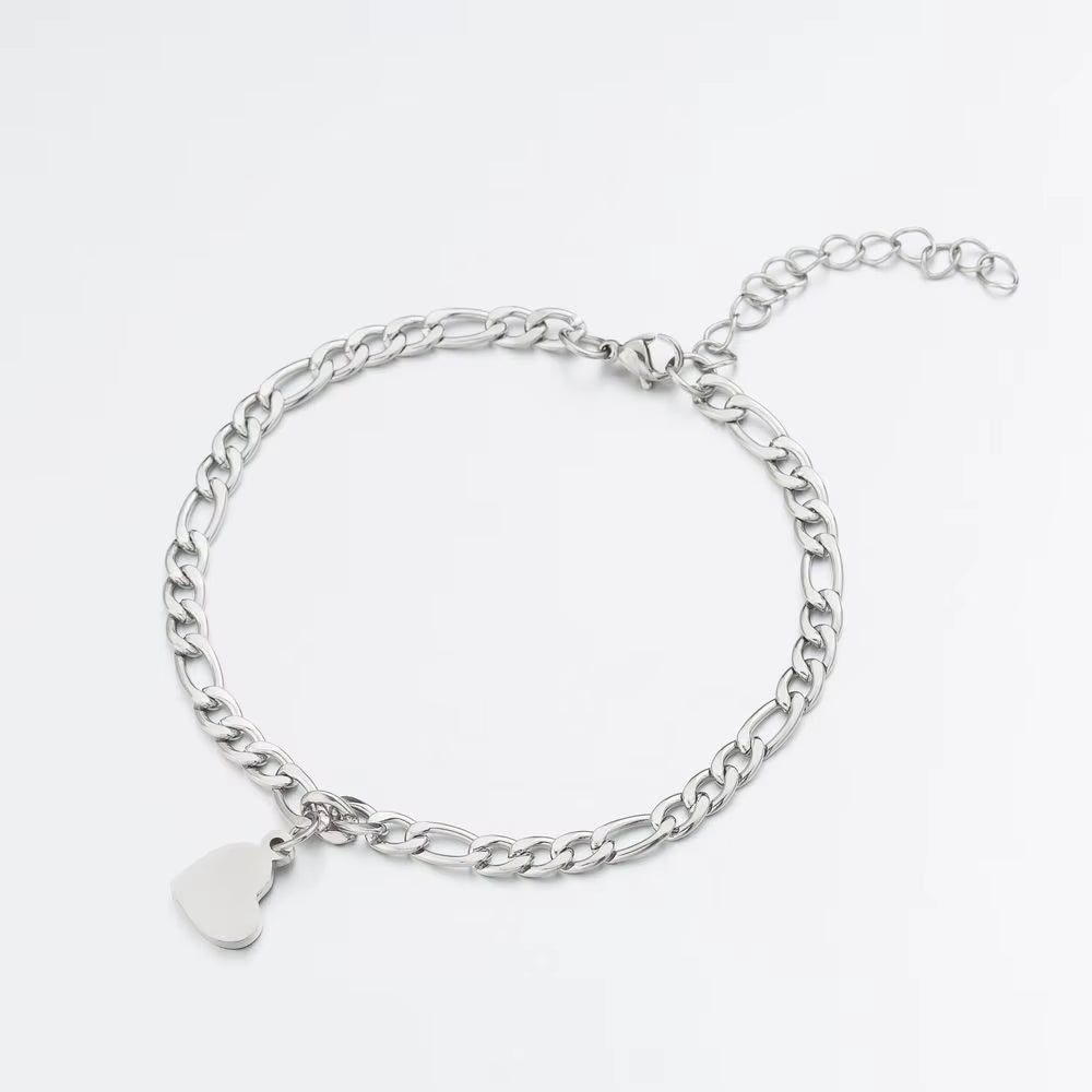 Luxury Heart Charm Gold Color Stainless Steel Couple Bracelet Link Women Men Gift Matching Jewelry for LGBT Valentine'S Day