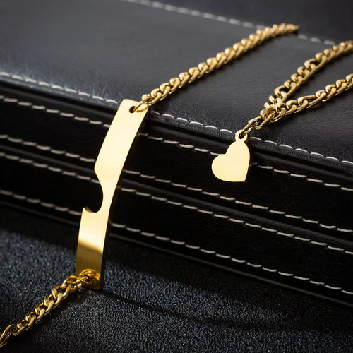 Luxury Heart Charm Gold Color Stainless Steel Couple Bracelet Link Women Men Gift Matching Jewelry for LGBT Valentine'S Day