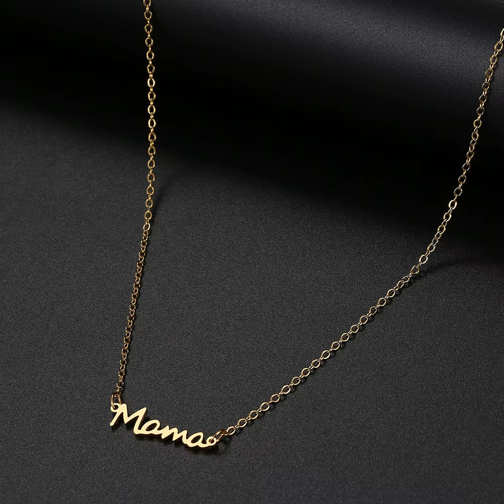 Woiwoi Stainless Steel Necklaces Mother'S Day Mama Letter Pendant Collar Fashion Necklace for Woman Jewelry Party Mom Best Gifts