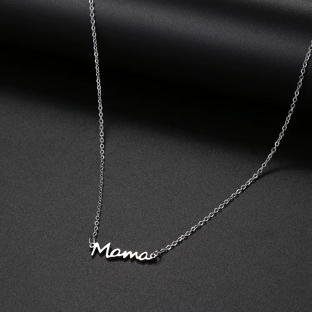Woiwoi Stainless Steel Necklaces Mother'S Day Mama Letter Pendant Collar Fashion Necklace for Woman Jewelry Party Mom Best Gifts