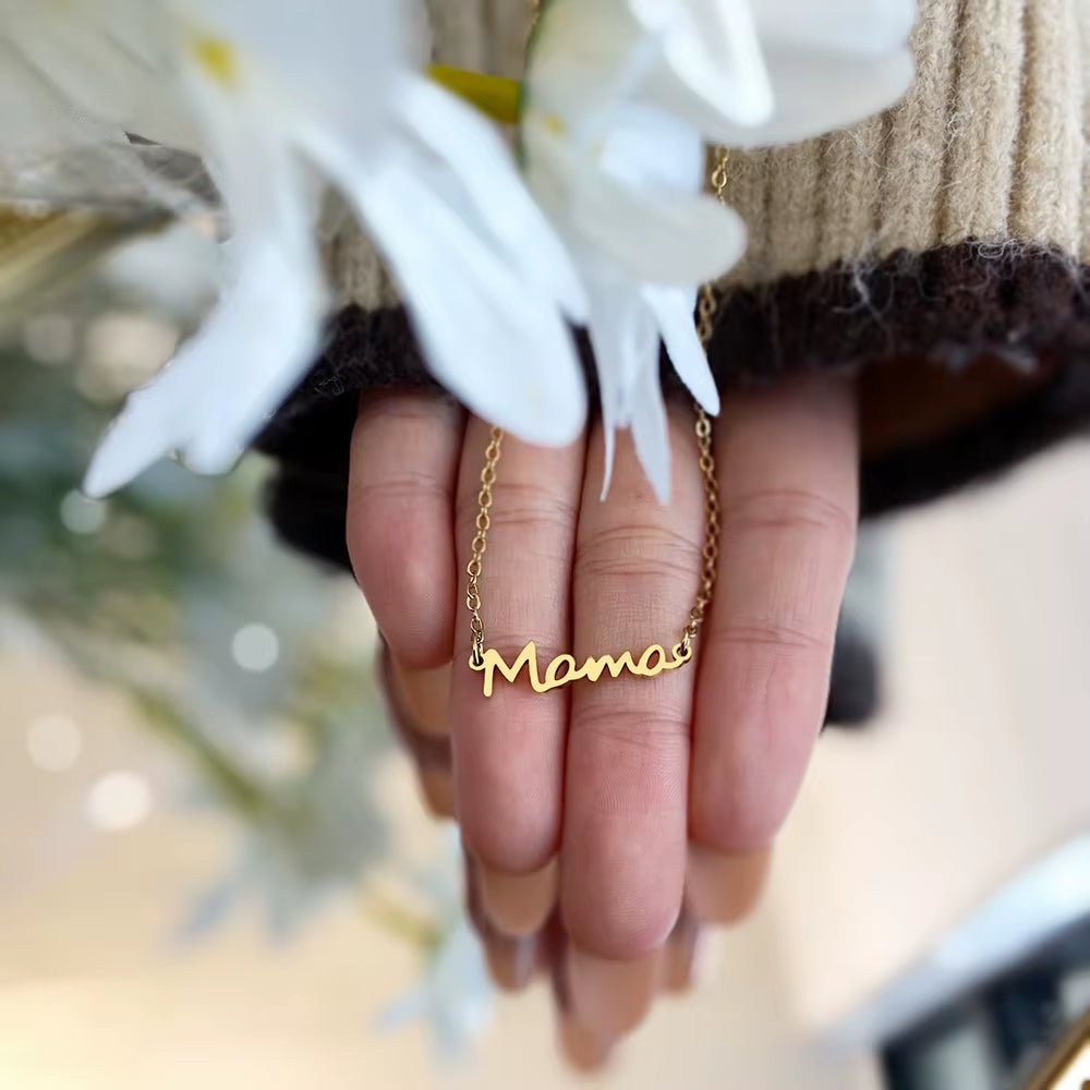 Woiwoi Stainless Steel Necklaces Mother'S Day Mama Letter Pendant Collar Fashion Necklace for Woman Jewelry Party Mom Best Gifts