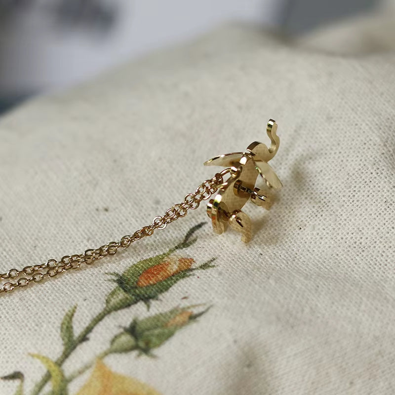 Elephant Pendant Necklace Rose Gold Color Fashion Titanium Steel Woman Jewelry Christmas Gift Never Fade Drop Shipping