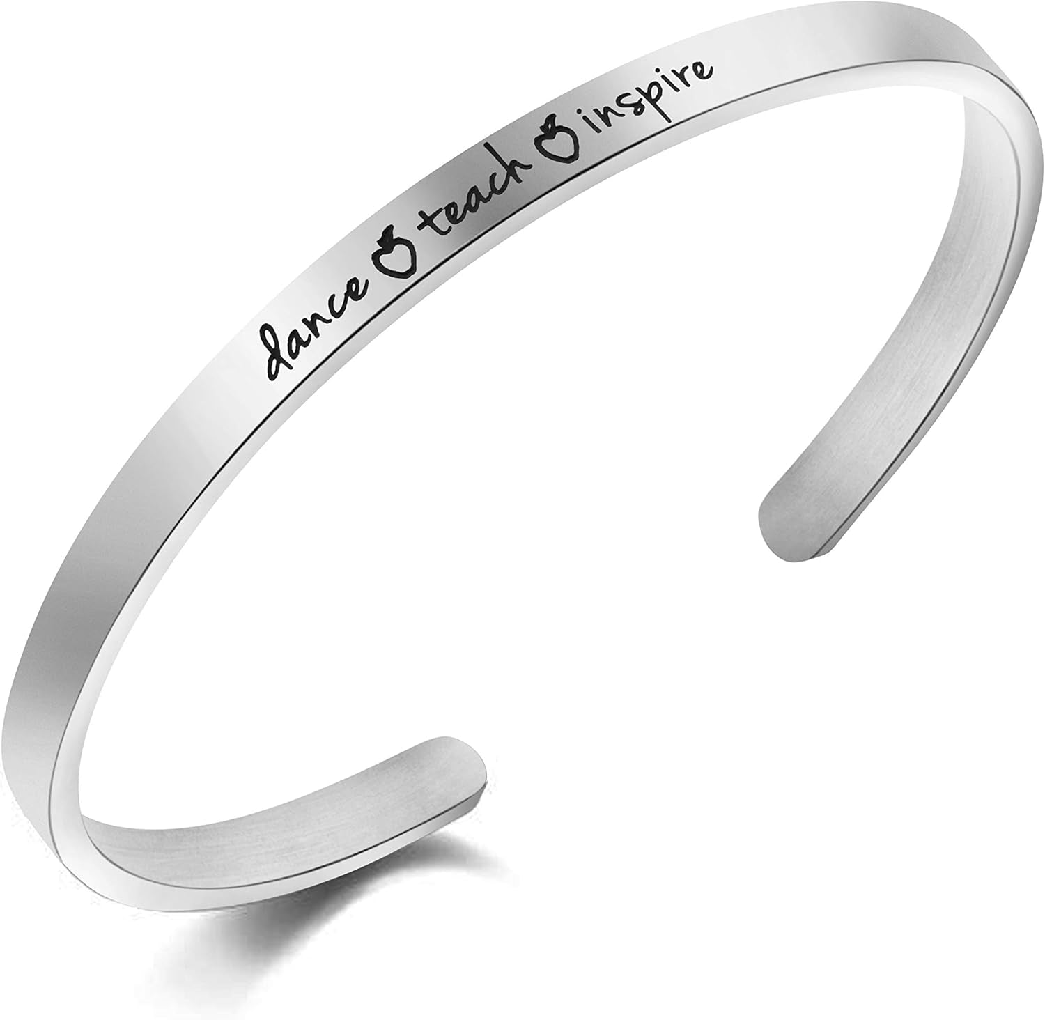 Dance Teach Inspire Cuff Bracelet Motivational Gift Jewelry for Women Dancer Teachers Appreciation Gifts for Her