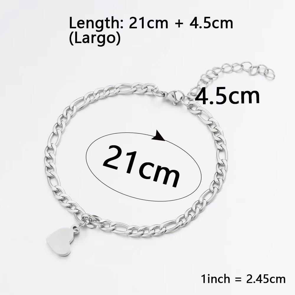 Luxury Heart Charm Gold Color Stainless Steel Couple Bracelet Link Women Men Gift Matching Jewelry for LGBT Valentine'S Day