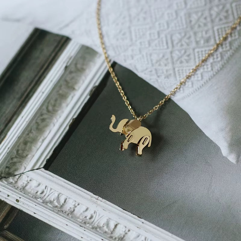 Elephant Pendant Necklace Rose Gold Color Fashion Titanium Steel Woman Jewelry Christmas Gift Never Fade Drop Shipping